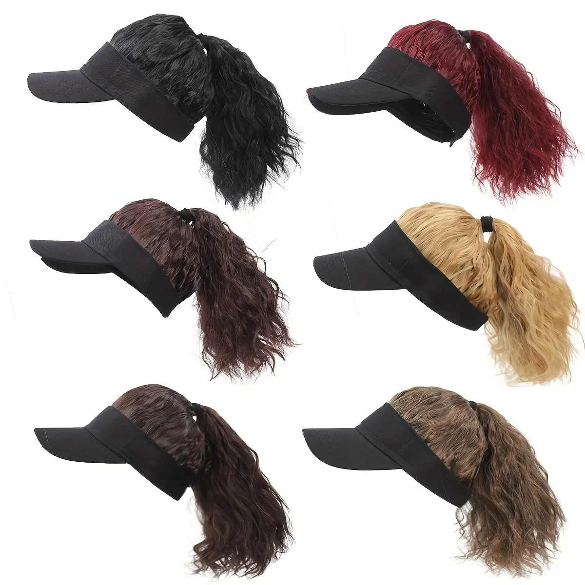PE Style Ponytail Cap Wig for Women with Solid Curls, Adjustable Synthetic Hair Extension for Casual Wear