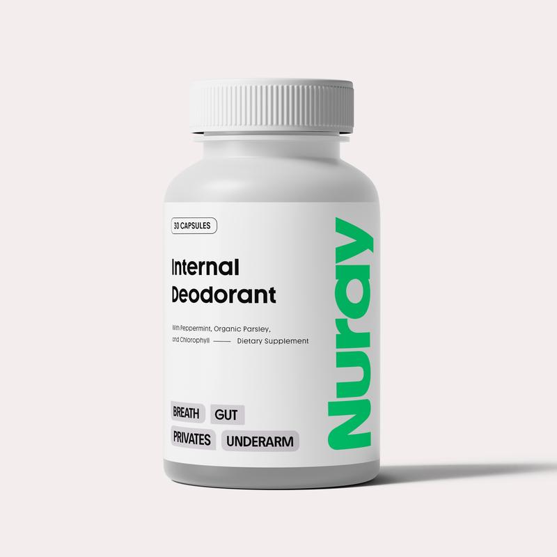 Nuray Internal Body Deodorizer - 30 Capsules for Odor Control, Full-Body Detox & Gut Health Support with Chlorophyll & Natural Odor Eliminator - Cosmetic
