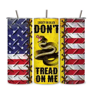 Dont Tread On Me Tumbler 20oz stainless steel Bottle Drinkware Handmade Straw Water Bottles Insulated Bottled Cup Portable Mug Reusable Washable Lid Flasks