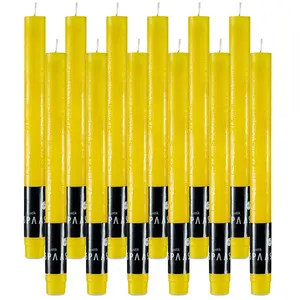 Rustic Yellow Candlesticks - 12 Pack - 10" Decorative Autumn Yellow Candles for Home Decoration, Table Candles, Party, Wedding, and Holiday