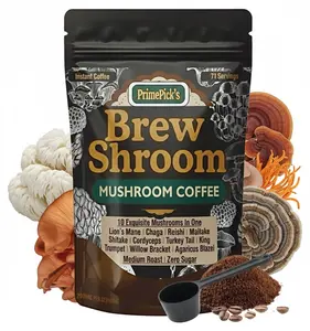 PrimePick's Brewshroom 10 in 1 Mushroom Coffee with 2000mg Adaptogenic Mushrooms, Instant, Arabica Medium Roast, Gluten-Free, Jitter-Free, No Added Sugar, Supports Gut Health & Immunity - 5 oz
