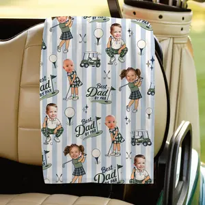 Personalized Golf Towel, Custom Photo Dad Gift from Kids, Father's Day Golfing Keepsake