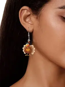 Charming Turkey Pendant Earrings, Trendy Fashionable Accessories, Retro Acrylic Design, Nickel-Free Hooks, Perfect for Holidays & Parties, Women Jewelry Gift Idea, Trendy Jewellery Accessories, High Quality Earrings