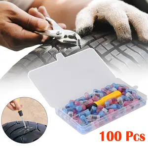 100 Pcs Tire Repair Rubber Nail 3 Sizes Screw Tire Plugs with Screwdriver for Car Motorcycle Truck Tractor Tire Puncture Repair