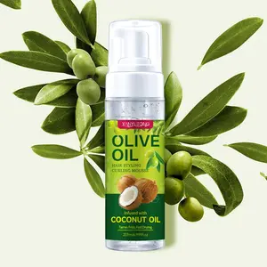 Olive Oil Hair Styling Curl Mousse with Coconut Oil, Anti-Frizz Smoothness, Lightweight Voluminous, Long-Lasting Curls, Nourishing Dual-Action