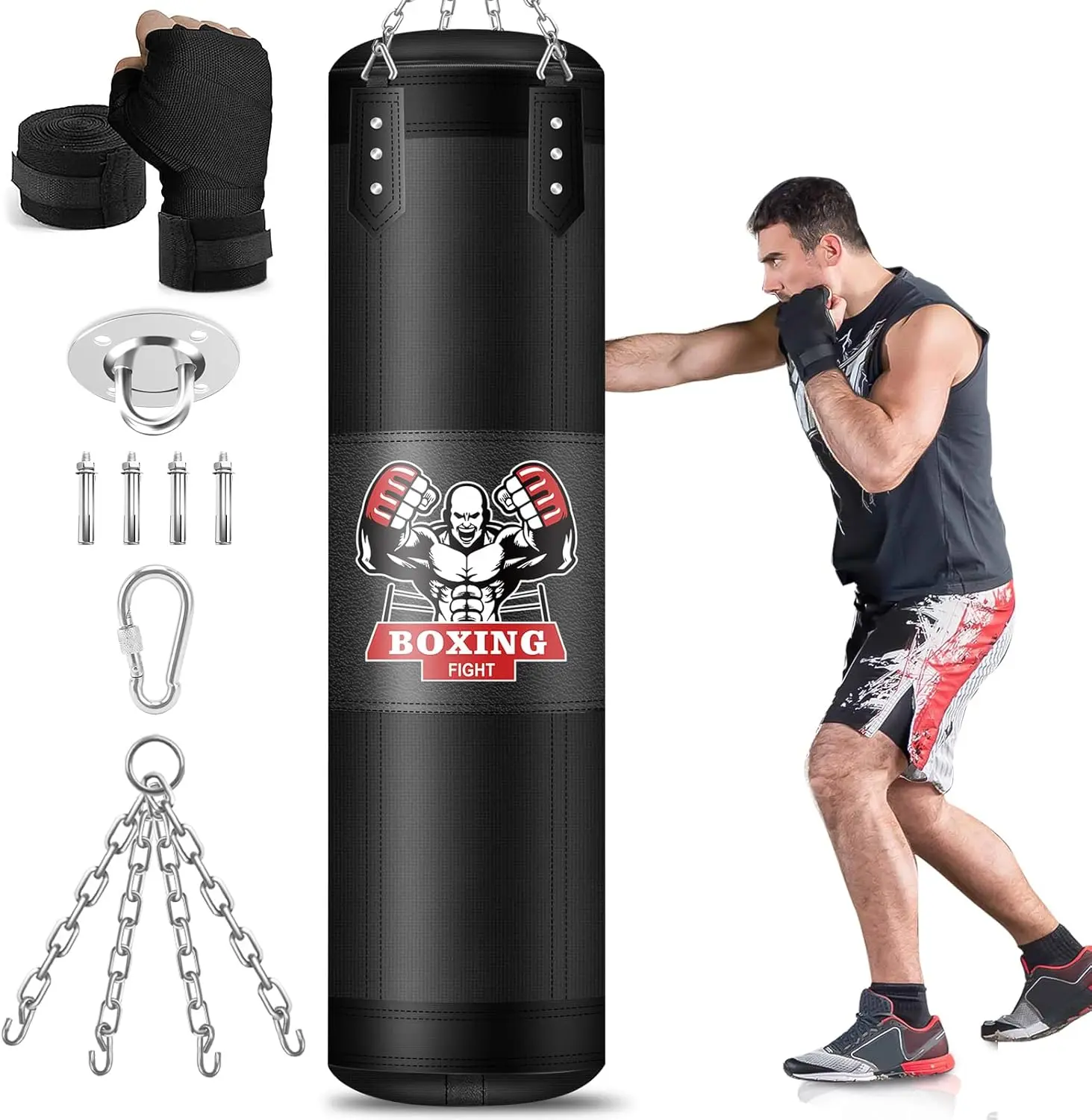 4FT Heavy Boxing Bag for Adults, Oxford Punching Boxing Bag Set, Hanging Punchi ORWHIN