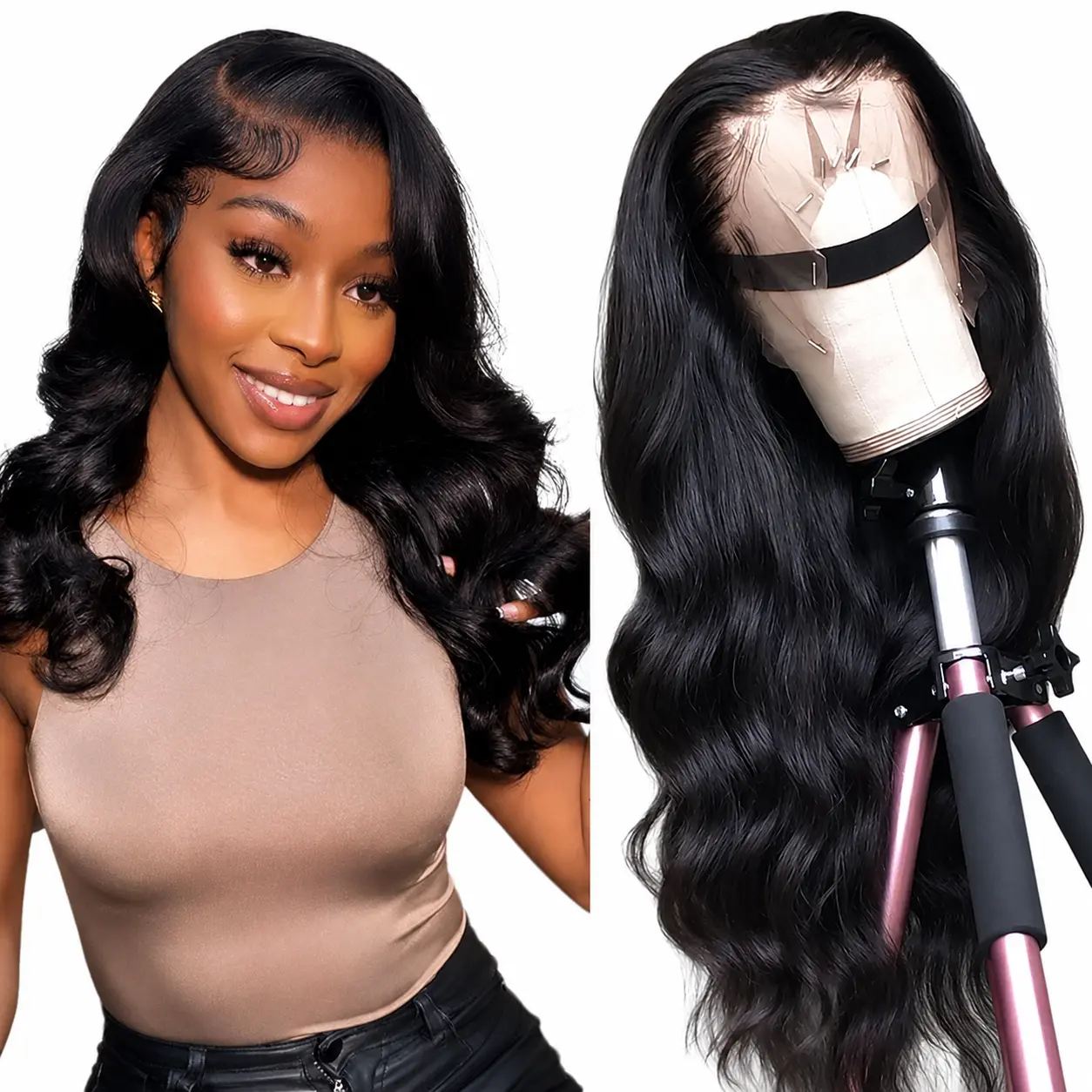[Only $39=18 Inch human hair wig] 13x4 18 Inch body wave Lace Front Wigs Human Hair Lace Frontal Wigs Brazilian Human Hair 180 Density Human Hair Wigwith Baby Hair Wig