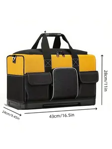 Durable Plastic Bottom Oxford Fabric Tool Bag, Multi-Pocket Electrician Tool Organizer, Ideal for Electricians and Repair Workers