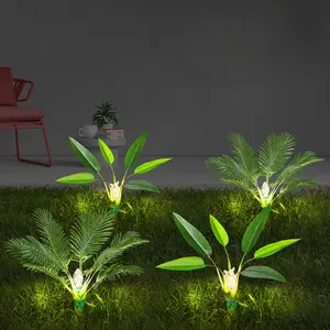 2pcs Solar-Powered Garden Lights with Pre-Lit Christmas Tree & Banana Plant Design - 8 Lighting Modes, Easy Installation, No Wiring Needed for Outdoor/Indoor Pathway, Patio, Yard Decor, Solar Garden Lights,Party Gifts