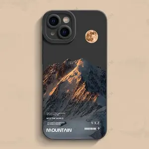 Snow Mountain Sunrise Scenic Silicone Phone Case, compatible with iPhone 17/16/15/14/13/12/11 Pro Max/XS/X16E/12/13 MINI, made of soft silicone, it is a perfect gift for friends, family, or yourself for the holidays.
