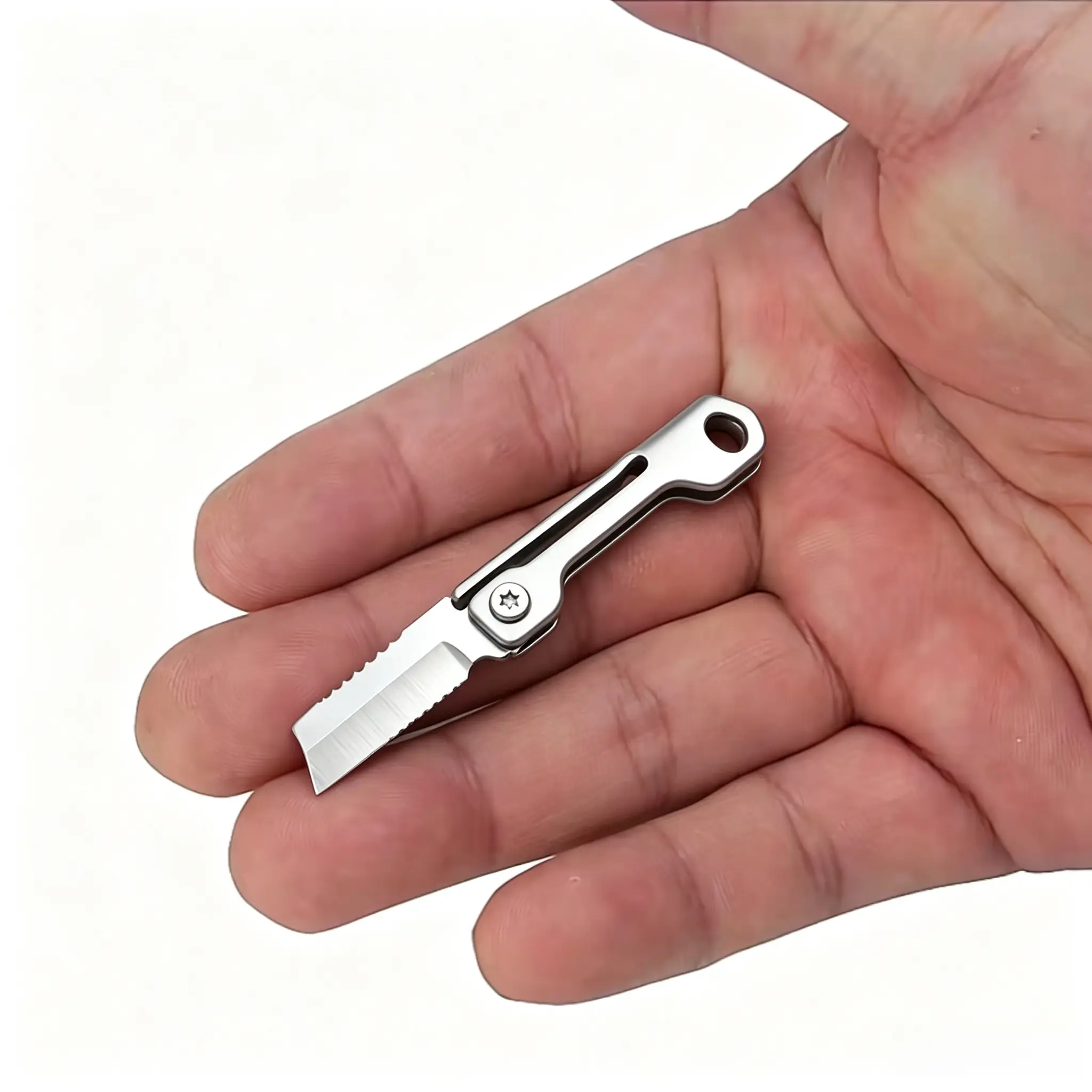 35mm Ultra-Light Stainless Steel Folding EDC Keychain Knife - Retractable Blade, Steel Handle, Durable Camping Fishing Gear, Compact Father’s Day Gift (Sports & Outdoor Knives)