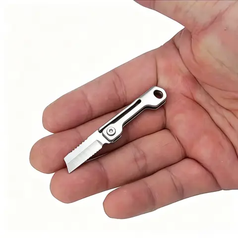 35mm Ultra-Light Minimalist Stainless Steel Folding EDC Pocket Knife - Retractable Blade, Steel Handle, Useful Mini Gift for Father’s Day, Outdoor Stuff for Adults, Compact Camping Gear (Sports & Outdoor Knives)