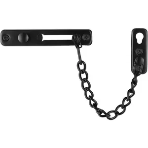 Door Chain Lock Black, Stainless Steel Door Guard with Spring Anti-Theft Press Lock, Matte Black, HDC100-PB