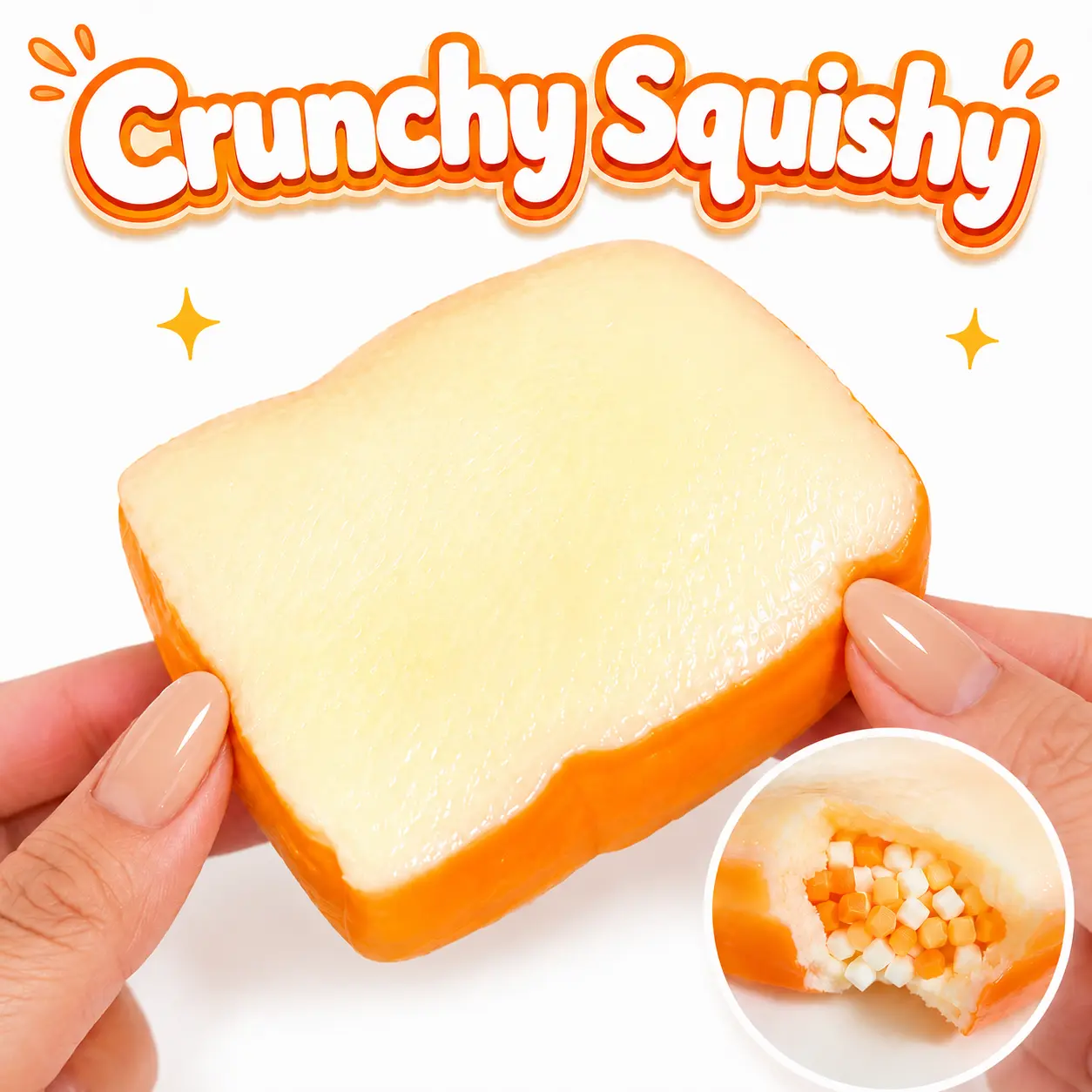 Crunchy Toast Squishy Toy, Handmade Bread-Shaped Sensory Fidget Toy, Soft Squeeze Stress Relief Gift Toy, Realistic Food ASMR Desk Toy and Cute Party Favor