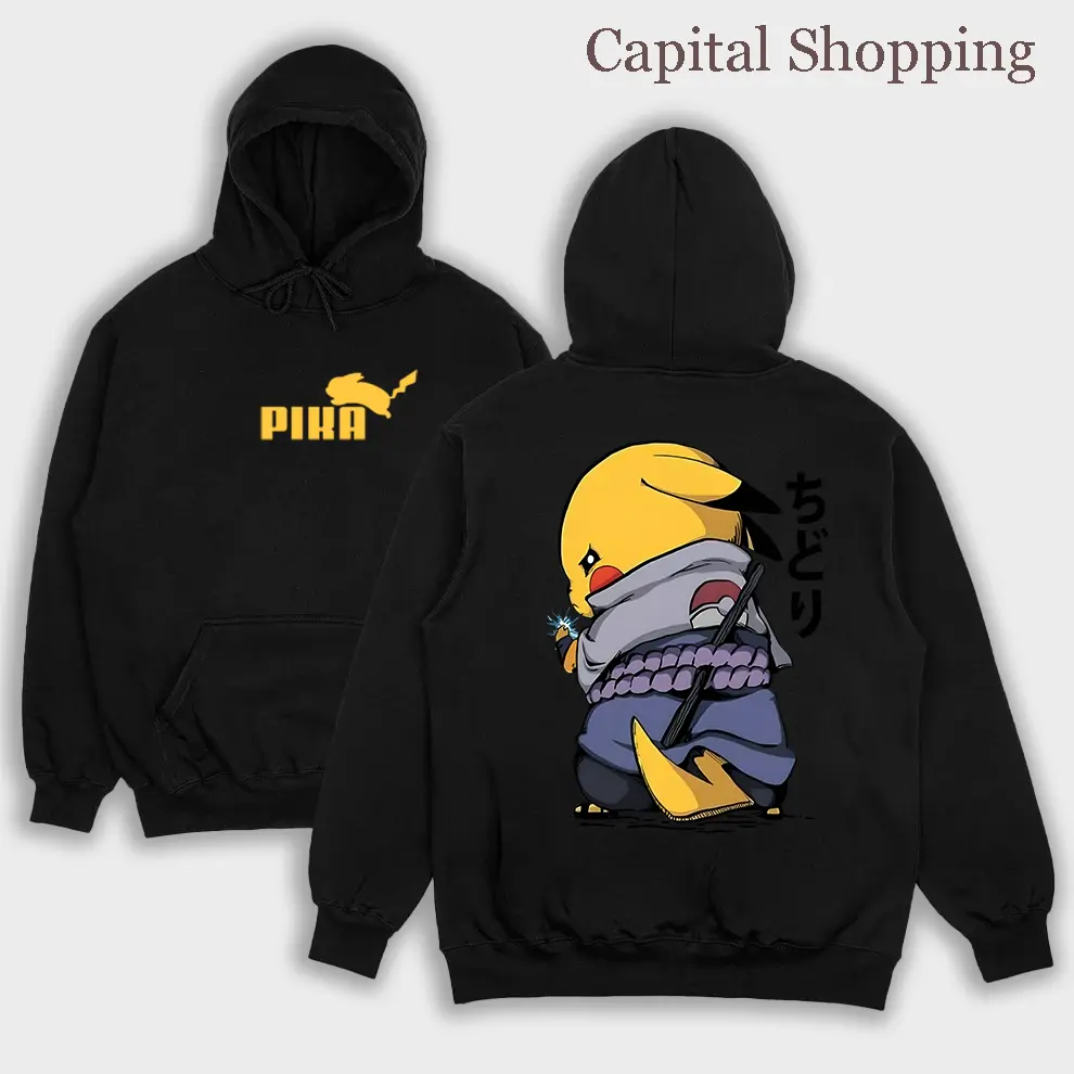 Retro Vintage Pikachu Uchiha- Pokemon  Anime Oversized Double Printed Shirt, Anime Manga, Heavyweight Cotton, Gift For Anime Fan, Sweatshirt Manga