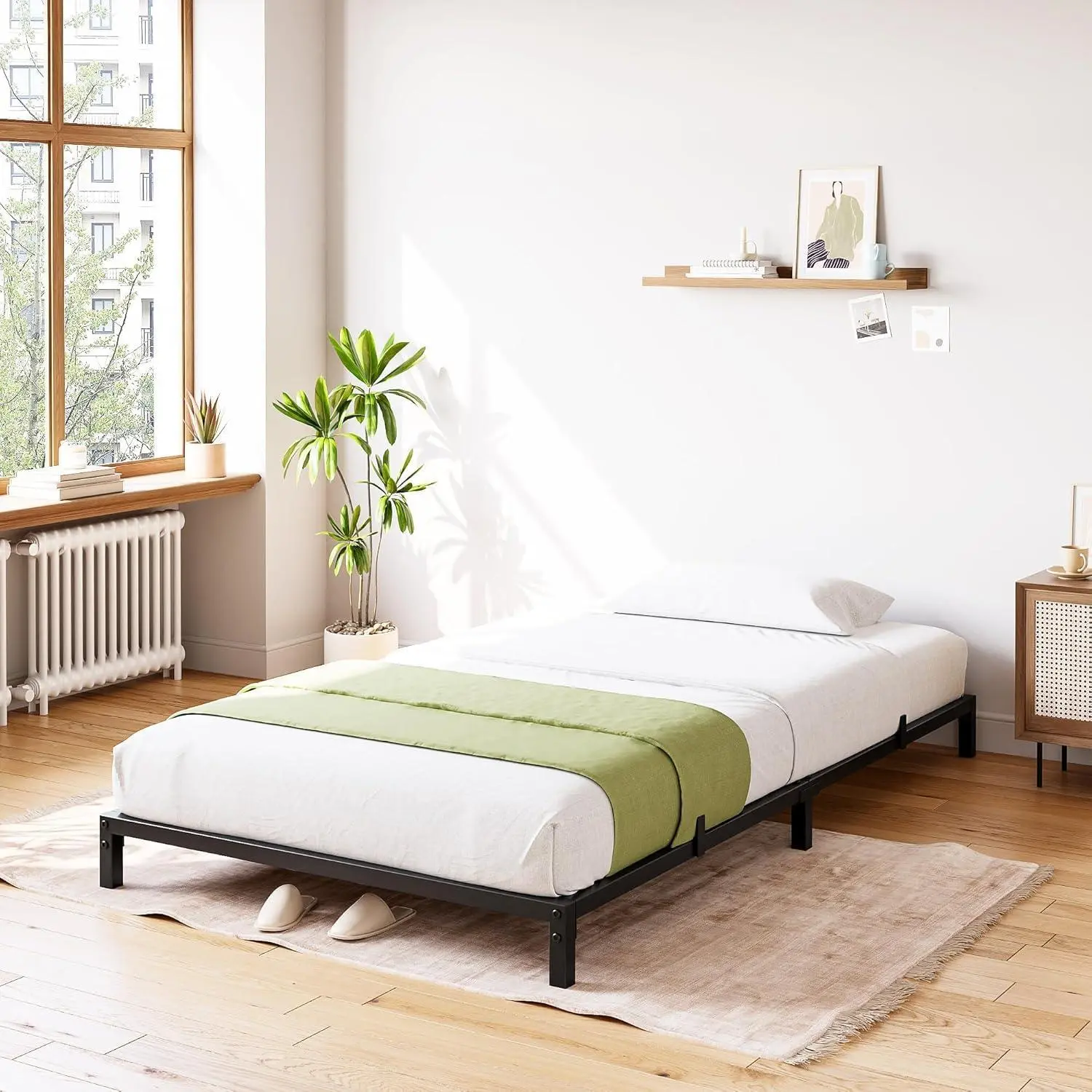 GAOMON Twin Size Bed Frame, 6-Inch Low Profile Metal Platform Bed with Heavy Duty Steel Slats Support, No Box Spring Needed, Noise-Free, Easy Setup, Black