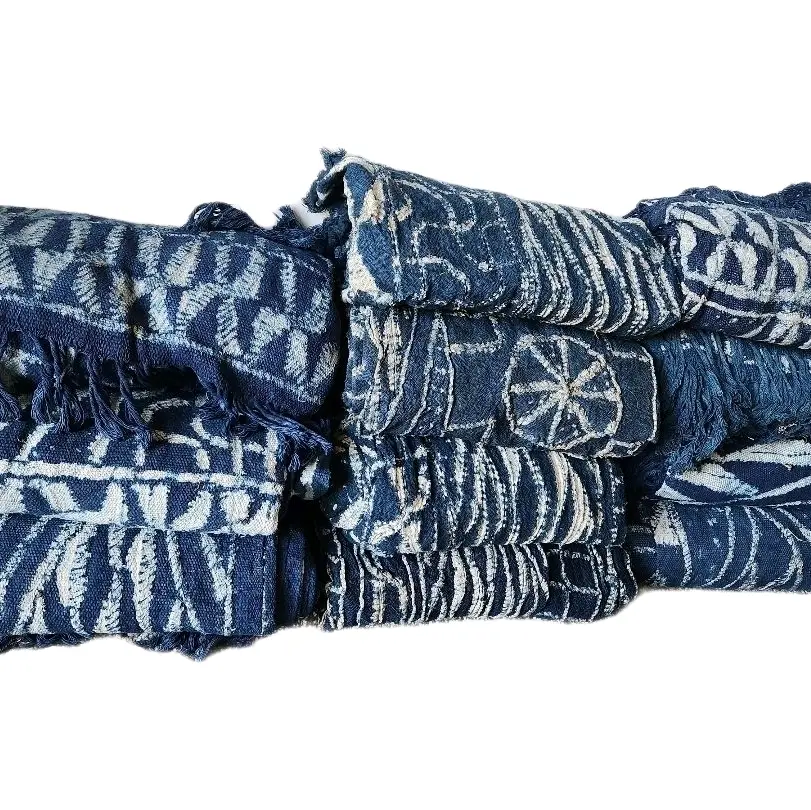 Ndop (Bamileke) rapper/Indigo blue strip woven cloth/Resist dyeing/Rare fabric/Cameroon/Authentic/Vintage/Bamenda
