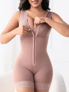 Women's Solid Color Colombian Shapewear, Fajas, High Waisted Shapewear, Butt Lifting And Tummy Control Bodysuit, Body Shaper, Breathable Daily Wear