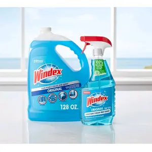 Glass & Surface Cleaner Set, 32 fl. oz. Spray Bottle + 128 fl. oz. Refill – Streak-Free Shine for Windows, Mirrors & Glass Surfaces Cleaning