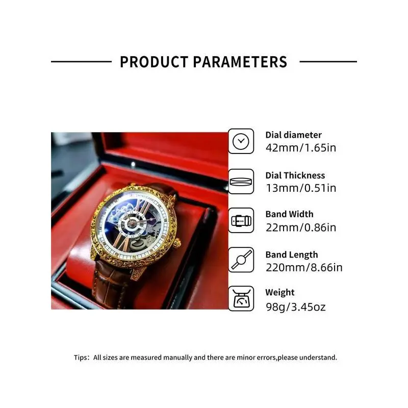 Men's Fashion Full Automatic Mechanical Watch, Fashion Luminous Watch for Party, Daily Decor, Trendy All-match & Exquisite Watch for Birthday Gift with Box Men's Fashion Full Automatic Mechanical Watch, Fashion Luminous Watch for Party, Daily Decor, Trendy All-match & Exquisite Watch for Birthday Gift with Box