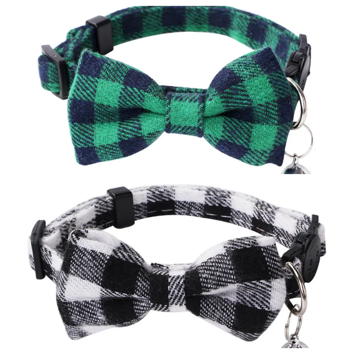 Green + black plaid collar