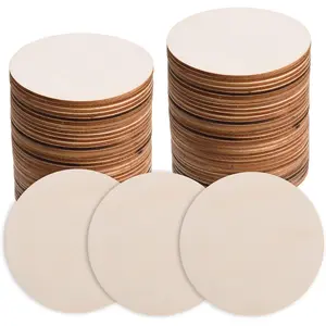 100 count 4 Inch  Circles for Crafts Unfinished  Circles  Round Wooden Disc Cutouts Blank Round  Circle Slices for DIY Crafts, Painting, Engraving, Coasters,  Decor