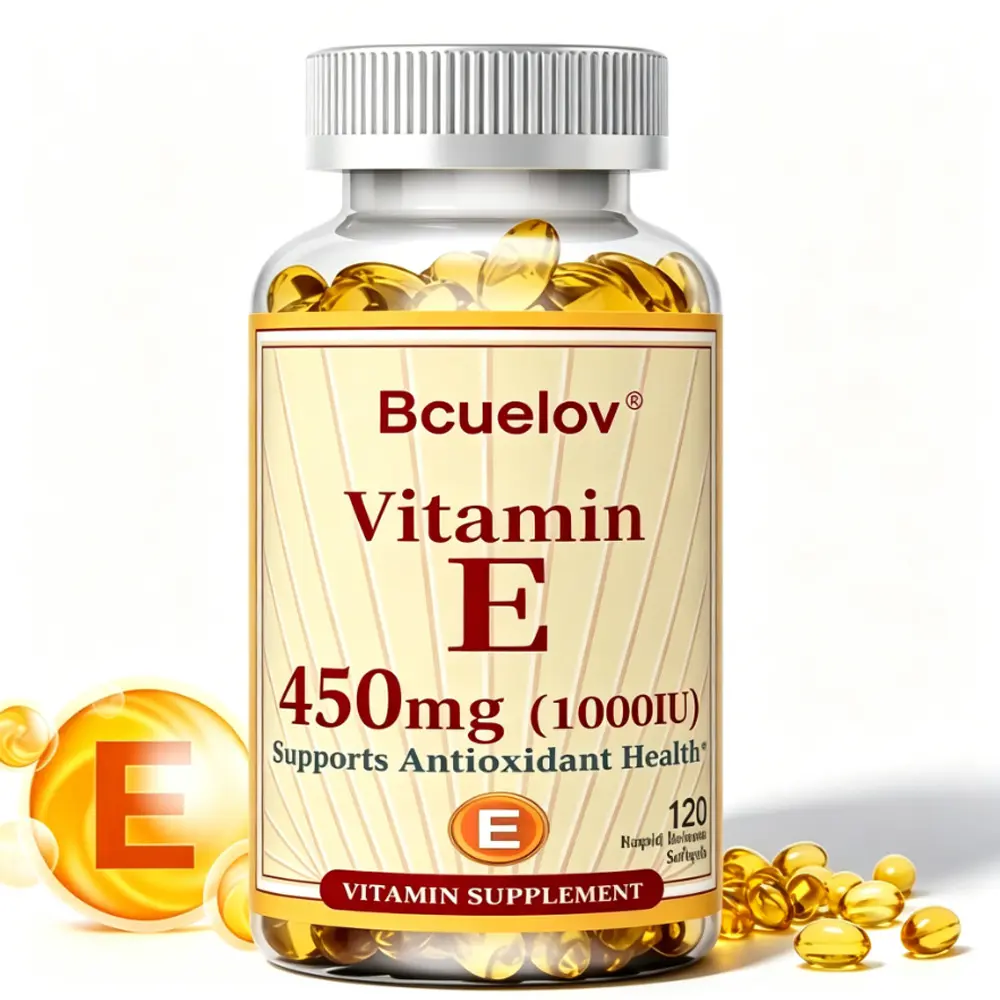 Bcuelov Vitamin E 1000 IU (450mg) Supplement - Rapid Release Softgels for Antioxidant, Immune & Healthy Skin Support, 120 Count