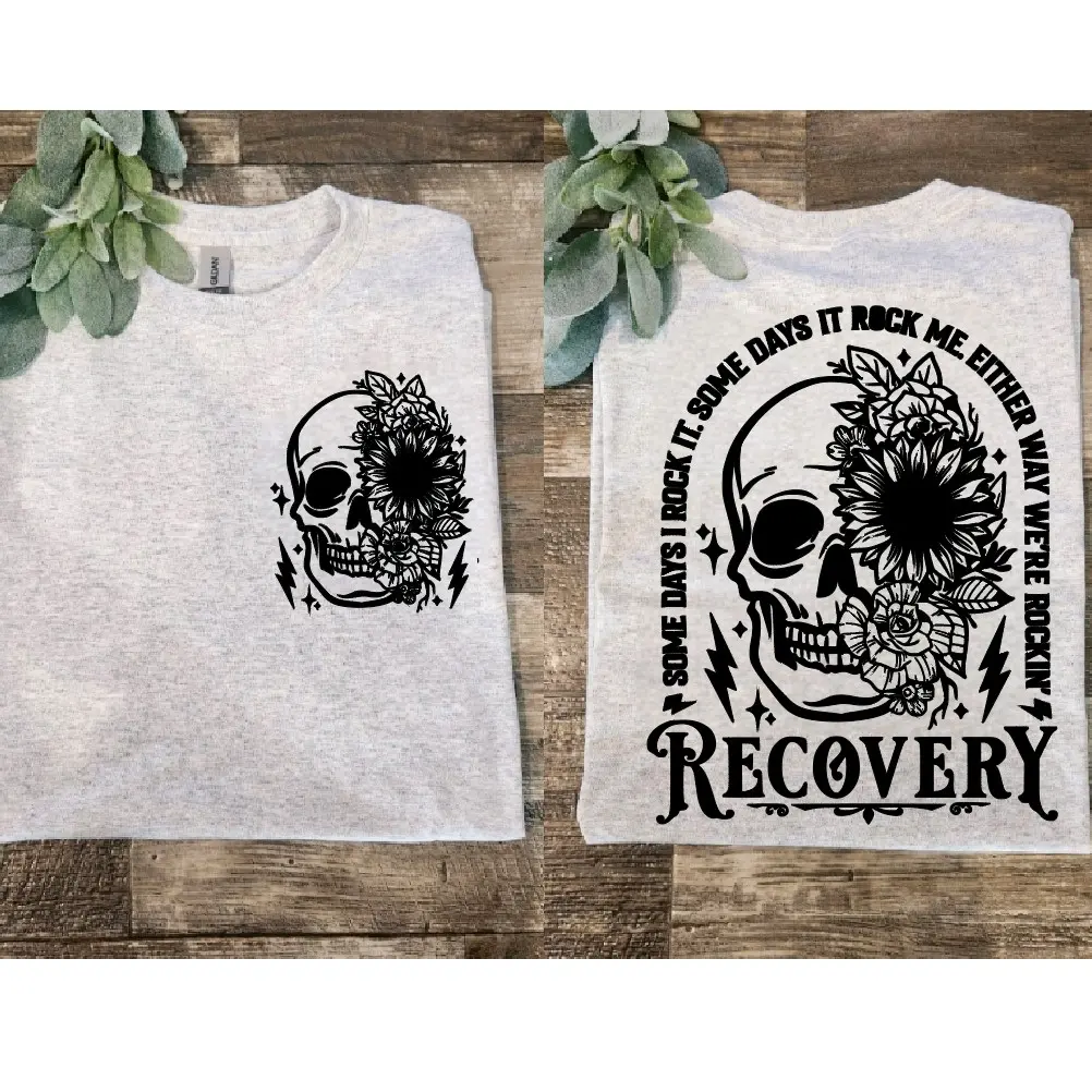 recovery shirt some days it rocks me floral skull popular Sublimation ink  Shortsleeve Unisex Short Sleeve