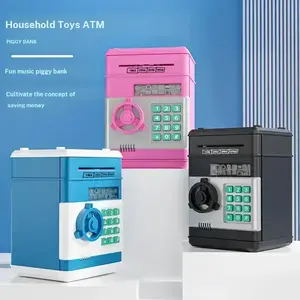 Cartoon themed code piggy bank, cash dispenser safe, automatic rollable piggy bank with music, smart code piggy bank, creative piggy bank for children, child savings concept with a compact design