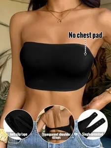 Women's Sexy Backless Strapless Seamless Bra with Non-Slip Gel and Buckle Closure, Perfect for All Seasons and Versatile Pairing, Includes Transparent Straps,1 Pack/3 Pack/5 Pack.