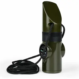 Emergency Survival Whistle, 7-in-1 Outdoor Multifunctional Tool Safety Whistle with Lanyard, Ideal for Kayaking, Boating, Hiking, Camping, Climbing, Hunting, Fishing, Rescue Signaling