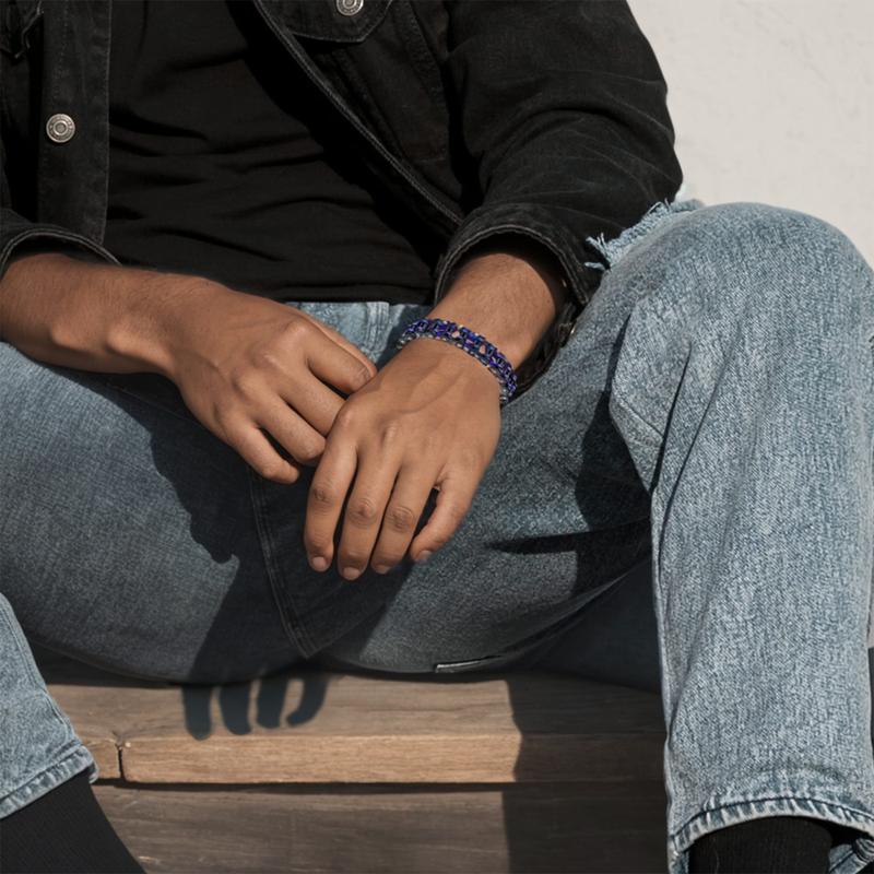 Drperfect Mens Bracelet Stainless Steel Motorcycle Bike Chain Bracelets 8.4 Inch