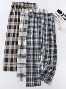Men's Sleepwear Set, Three-Pack Comfortable Cotton Blend Pajamas, Spring & Fall Essential Nightwear, Casual Soft Fabric Loungewear