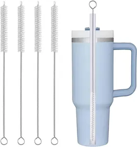 Straw Cleaner Brush Extra Long 12 Inch，Straw Brush Cleaner Stainless Steel Nylon Bristles Cleaner Brush for Cleaning Stanley Tumbler,Straws, Water Bottles, Coffee Makers,Pet Water Fountain 4-Pack
