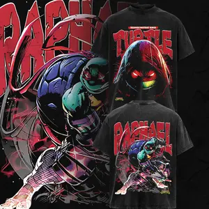 [Collection] Men's Teenage Mutant Ninja Turtles - Donatello, Raphael, Leonardo, Michelangelo TMNT Graphic Tee, Apparel with Double Print, Oversize Lightweight Acid-Washed Cotton, Casual Classic Seamless Shortsleeve Movies Films Streetwear Top