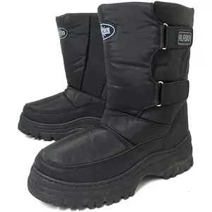 Men's Snow Boots Winter Water Repellent Nylon Warm Lined Black, Sizes:11