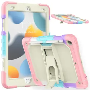 Shockproof Tablet Case with Handle Stand, Adjustable Stand Tablet Cover, Tablet Protective Cover, Silicon + PC Shoulder Strap Shockproof Stand Tablet Cover for iPad Tablet Casing