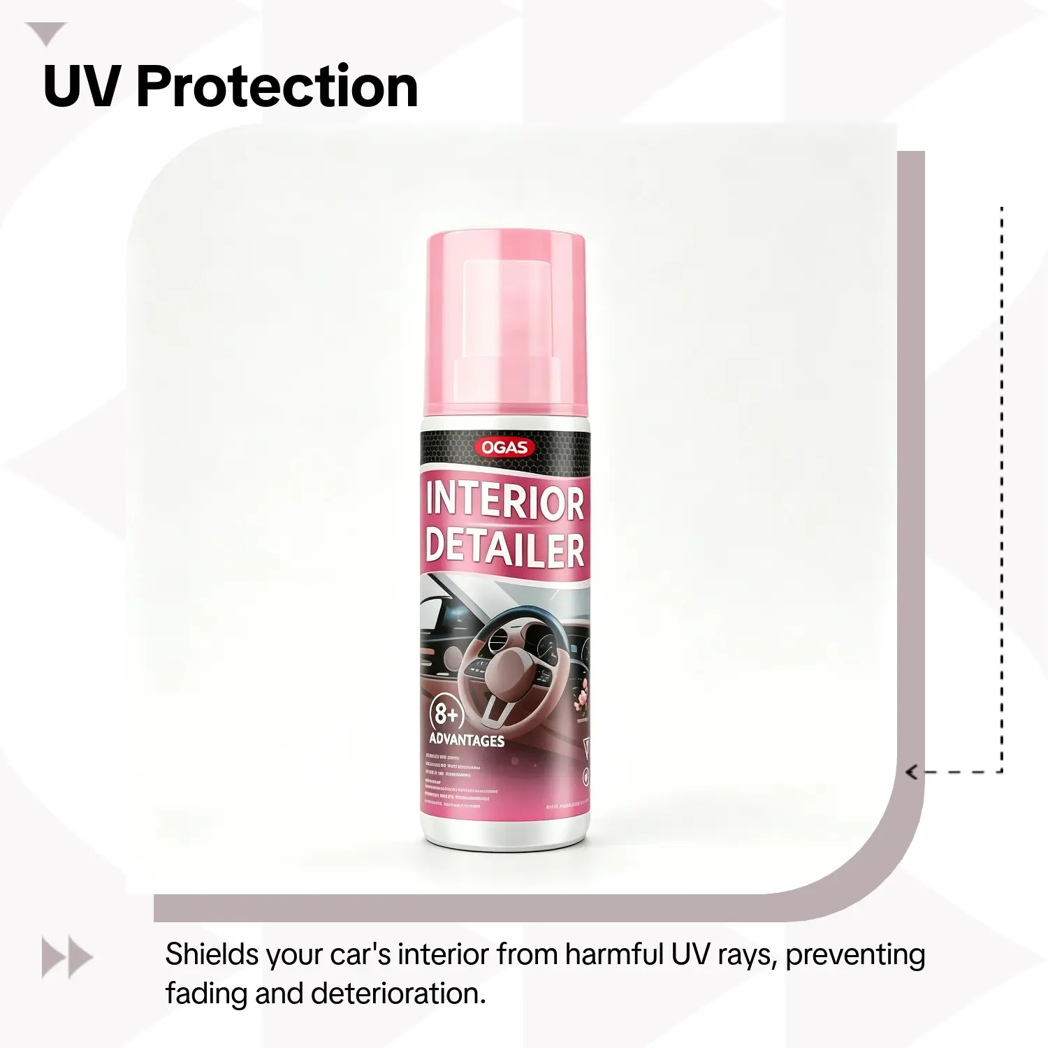 Professional Car Interior Detailer & Waterless Spray Wax, UV Anti-Fade Protectant for Vinyl Rubber Plastic Leather, Non-Greasy Restorer for Dashboard Seats Door Panels - Cars Trucks SUVs