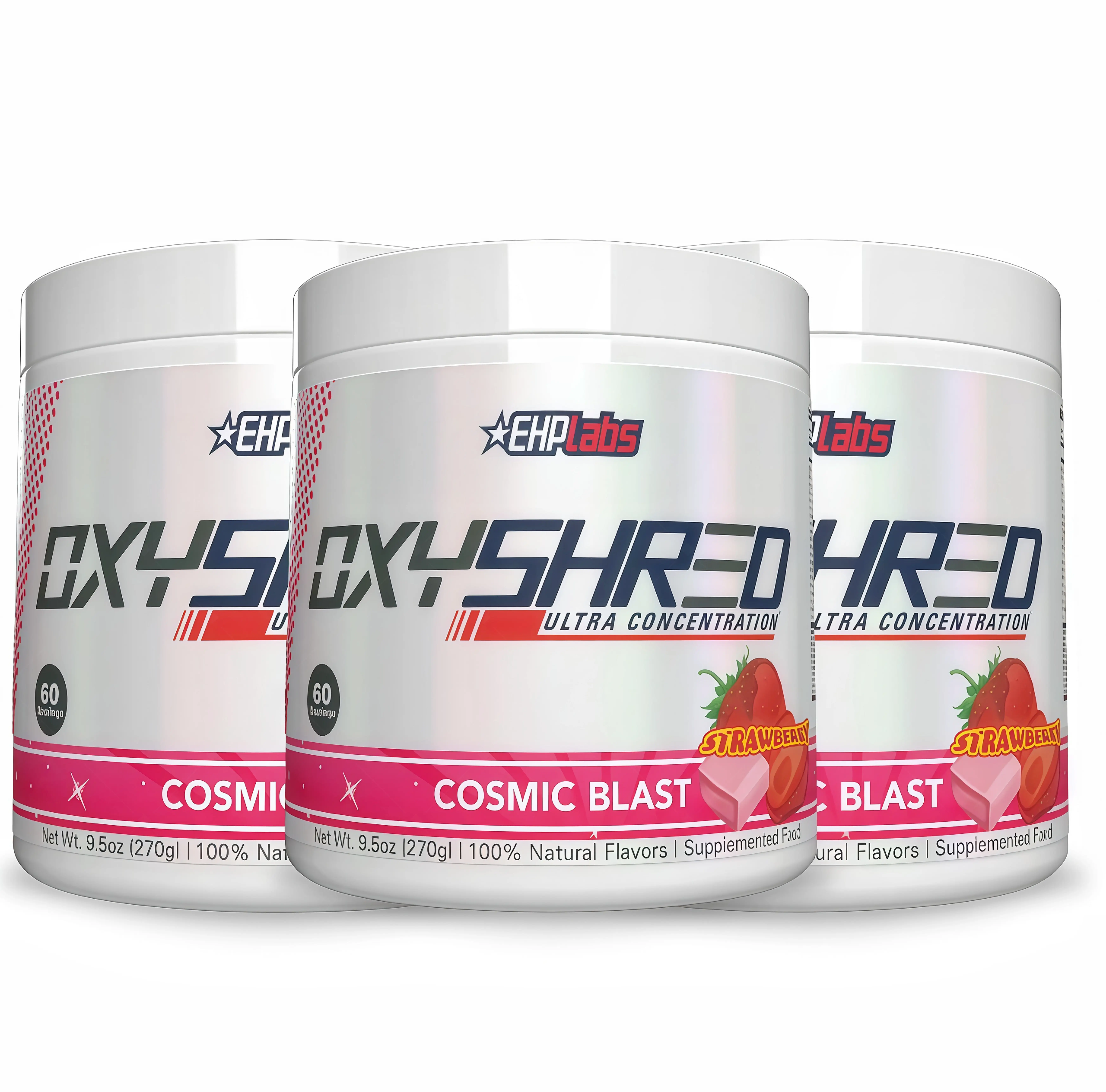3 Pack EHPlabs OxyShred Ultra SC Concentration Pre Workout Powder 60 Serves 150mg Caffeine Sugar Free Vegan Friendly GlutenFree Men Women Health Fitness Supplements Cosmic Blast Flavor