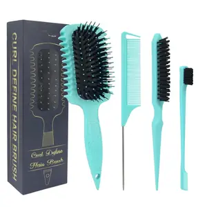 Curl Define Brush for Curly Hair Ergonomic Non-slip Handle Reduces Frizz Suitable for All Hair Types Gentle Bristles for Detangling Styling