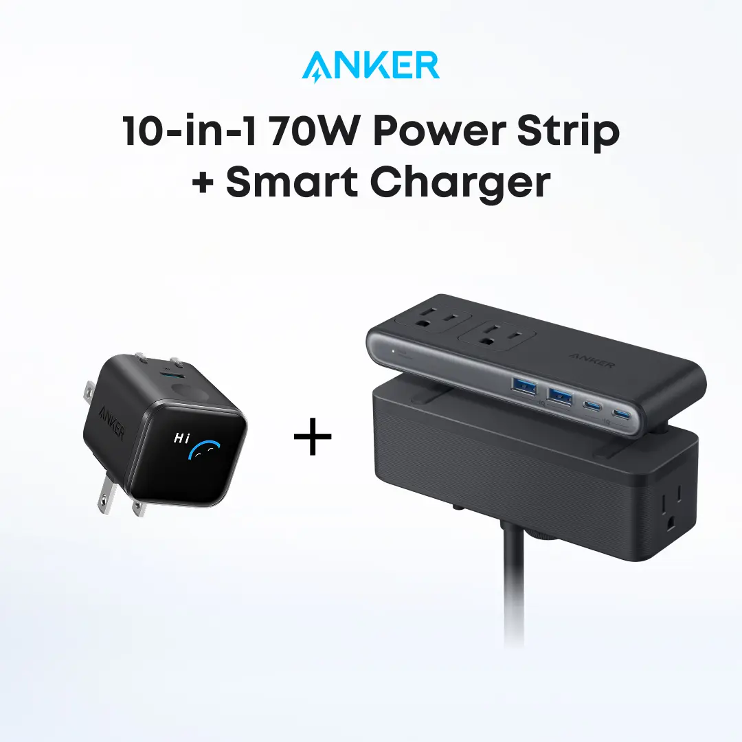 Anker Smart Display Charger, Anker Nano 45W Fast Charging USBC Charger with Smart Recognition, Built-In Care Mode, Compact with 180° Foldable Plug+Anker Nano Power Strip, Desk Clamp with 1500J Surge Protection,5 ft Extension Cord, tiktokshopspr