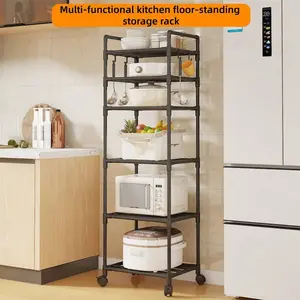 6 Layers Kitchen Cart, Kitchen Organizer Cart with Wheels, Kitchen Storage Rack, Summer for Gift, Room Organizer, Home Accessories