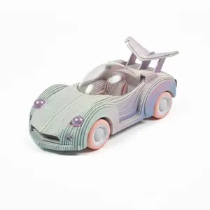 Rainbow Phantom Racer 3D Paper Puzzle Kit - Futuristic Race Car with Pastel Colors & Rabbit Theme - Edible-Safe Ink - Child-Safe Certified Paper - Compact Gift-Ready Packaging