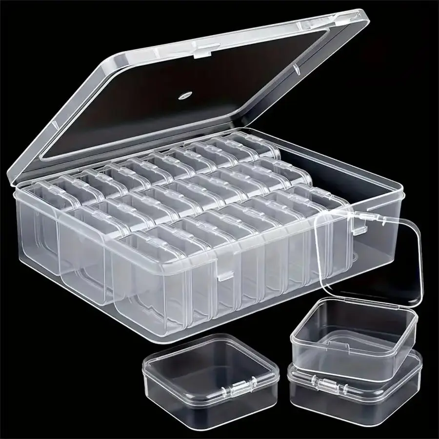 30-grid Clear Plastic Storage Box with Lid, 1 Count Jewelry Storage Box, Home Organizer for Beads, Jewelry and Crafts
