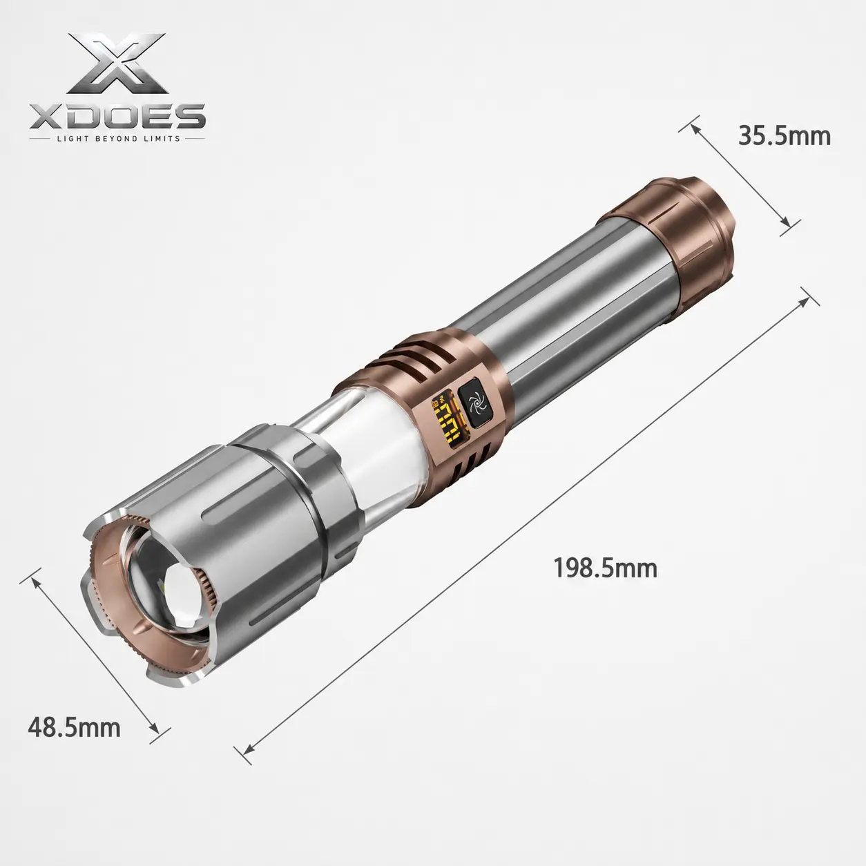 XDOES MS183 Rechargeable Tactical Flashlight with Zoom Focus, 3-in-1 Camping Light, LED Battery Display, Detachable Side Lamp, USB-C Rechargeable Torch, Aluminum Alloy Emergency Flashlight for Camping, Hiking, Car & Outdoor