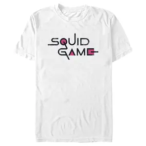 Men's Squid Game Distressed Logo White T-Shirt