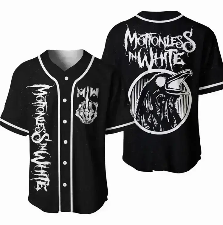 Motionless In White Personalized Black Baseball Jersey