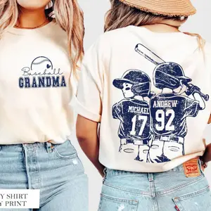 Comfort Colors Customized Baseball Grandma Shirt, Baseball Player Graphic Choice, Your Name Number Baseball Shirt, Gameday Grandma Shirt