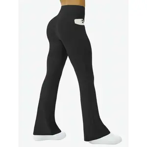 Imily Bela Women's Plus Size Flare Yoga Pants Slimming High Waist Workout Leggings with Pockets Soft Sweatpants for Daily Casual & Outdoor