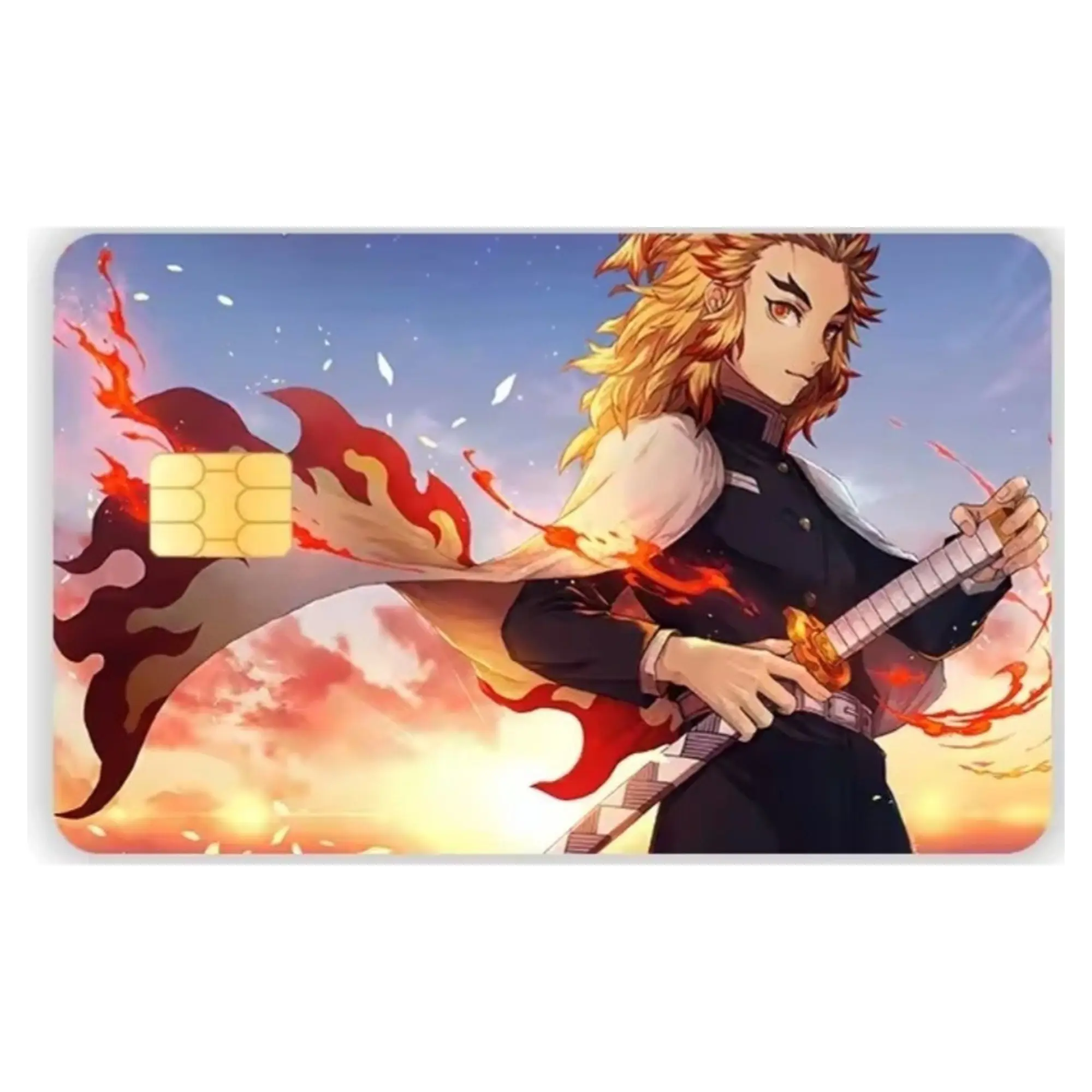 Demon Slayer Kyojuro Rengoku Credit Card Skin, Anime Inspired Card Sticker, Gift for Fans